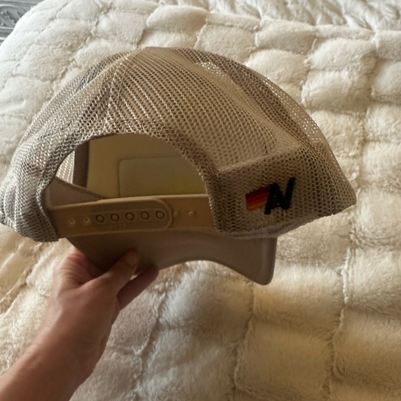 Aviator Nation Beige Trucker Hat with Red and Black Patch - Picture 3 of 4